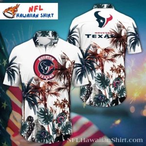 Houston Texans Tropical Palm Oasis Hawaiian Shirt – White Edition