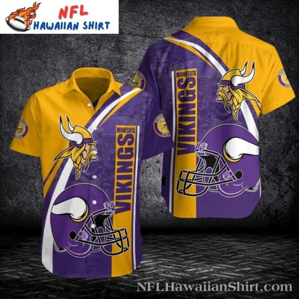 Iconic Helmet Minnesota Vikings Striped Yellow Hawaiian Shirt