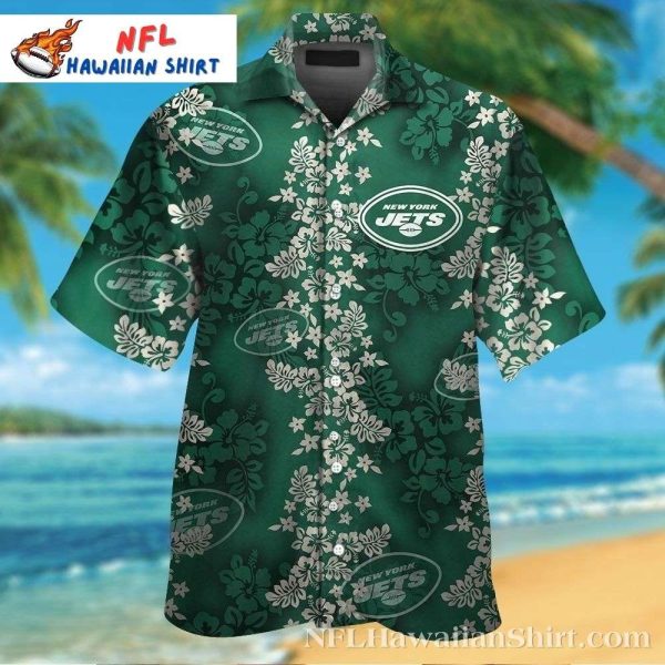 Island Bliss – NY Jets Tropical Green Hibiscus Hawaiian Shirt