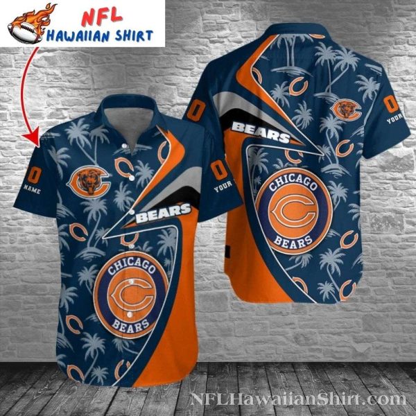 Island Kickoff – Chicago Bears Palm Silhouette Personalized Hawaiian Shirt