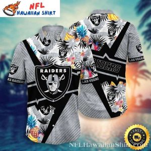 Las Vegas Raiders Zigzag Botanical Hawaiian Shirt