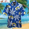 Los Angeles Rams Tropical Cannabis Leaf Blue Hawaiian Shirt