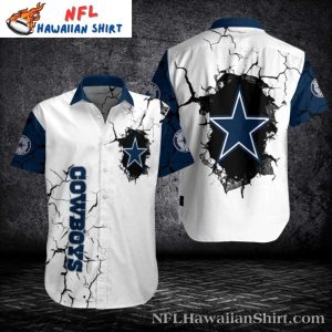 Marble Star Impact White And Navy Cowboys Aloha Shirt