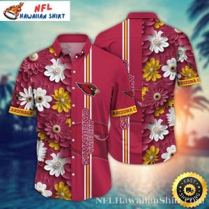 Maroon Meadow Game – Arizona Cardinals Floral Crest Hawaiian Shirt