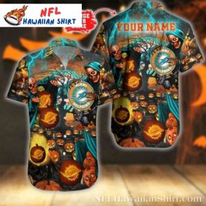 Miami Dolphins Spooky Season Hawaiian Shirt – Ghoulish Game Day Gear