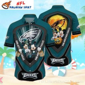 Mickey Halloween Philadelphia Eagles Animated Fun In The Sun Tropical Hawaiian Shirt