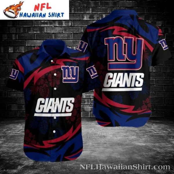 Midnight Floral NY Giants Aloha Shirt With Bold Team Branding