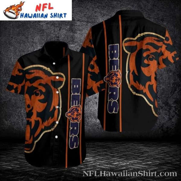 Midnight Mascot – Chicago Bears Bold Stripe Hawaiian Shirt