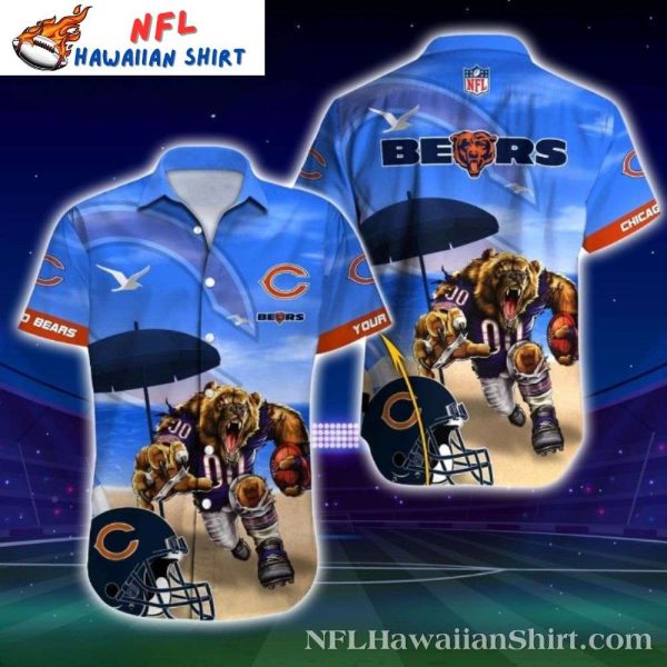 Midnight Navy Skies Chicago Bears Hawaiian Shirt – Custom Name Football Fan Gear