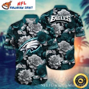 Midnight Rose Philadelphia Eagles Crest Hawaiian Shirt