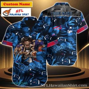 Midnight Rush – New England Patriots Custom Name Hawaiian Shirt In Dark Tropic Print