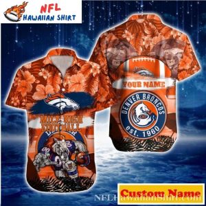 Milf High Football – Personalized Denver Broncos Hawaiian Shirt With Floral Accents