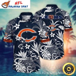 Monochrome Botanical – Chicago Bears Hawaiian Shirt