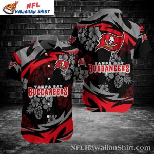 NFL Buccaneers Tropic Thunder Red and Black Hawaiian Shirt