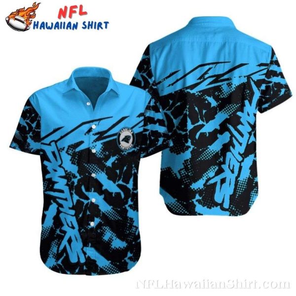 NFL Hawaiian Carolina Panthers Shirt With Abstract Blue Camouflage