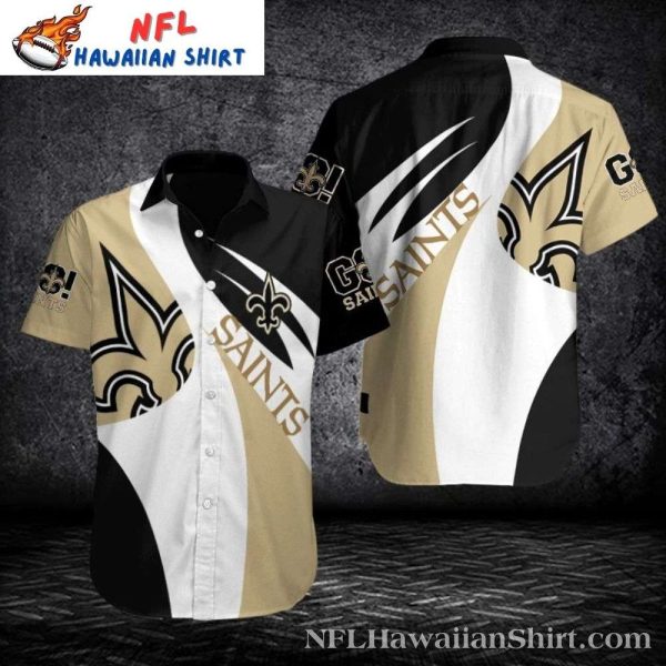 NFL Saints Hawaiian Shirt With Classic Diagonal Stripes And Logo Contrast