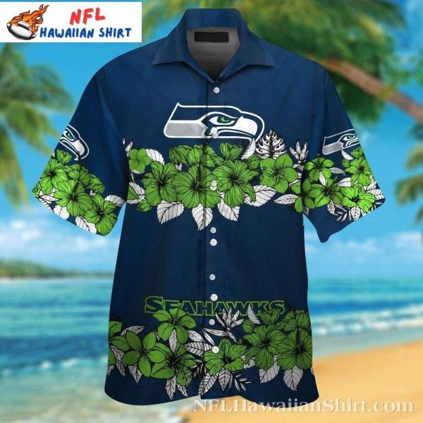 NFL Seattle Seahawks Navy And Green Foliage Hawaiian Shirt