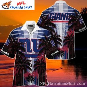 NY Giants Palm Shadow Striped Aloha Shirt