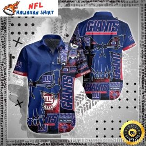 NY Giants Tropical Evening Hibiscus Harmony Hawaiian Shirt