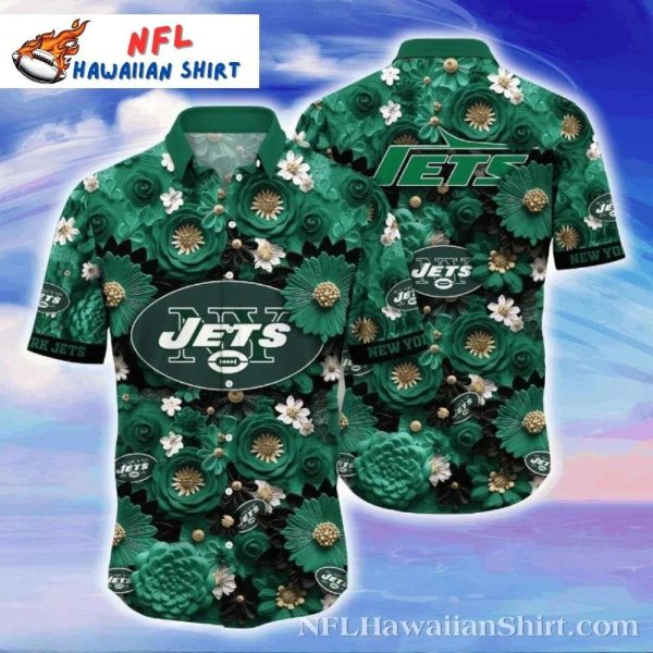 NY Jets Floral Fantasy Aloha Shirt – Unique Gift For Him