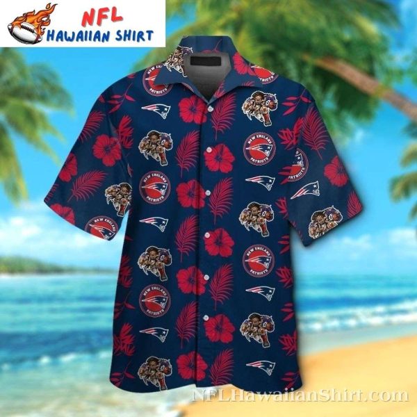 Navy Bloom New England Patriots Hawaiian Shirt