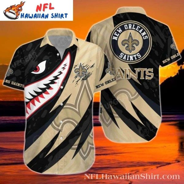 New Orleans Saints Hawaiian Shirt With Menacing Shark Design