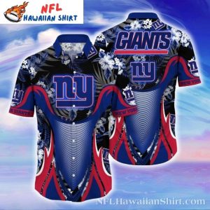 New York Giants Striped Floral Elegance Hawaiian Shirt