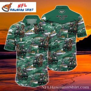 New York Jets Logo Print Hawaiian Shirt – Chibi Halloween Fun Edition