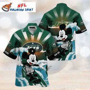 New York Jets Logo Print Hawaiian Shirt – Surfin’ Mickey Edition