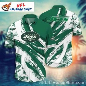 New York Jets Logo Print With Tropical Floral Hawaiian Shirt