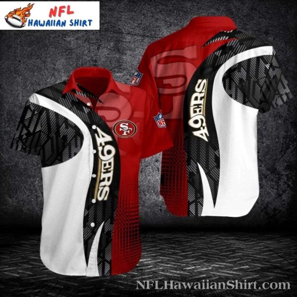 Niners Hawaiian Shirt – 49ers Contrast Touchdown Red White Geometric Shirt