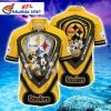 Oceanic Touchdown – Steelers Animated Character Beach Scene Mickey Hawaiian Shirt