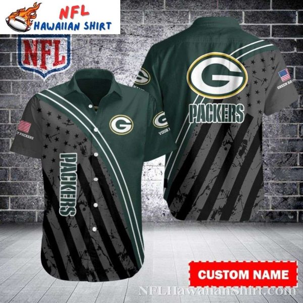 Patriotic Green Bay Packers Hawaiian Shirt – Stars Stripes Custom Name