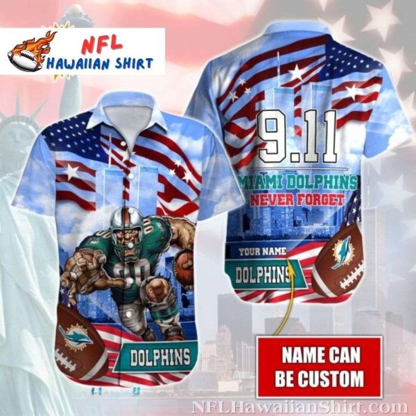 Patriotic Miami Dolphins Never Forget 9.11 Memorial Hawaiian Shirt