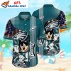 Patriotic Touchdown Teal Eagles Mickey Mouse Hawaiian Aloha Shirt