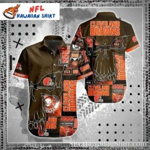 Personalized Gridiron Skull Cleveland Browns Hawaiian Shirt