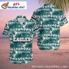 Philadelphia Eagles Aloha Shirt With Coconut Tree And Ocean Waves Design