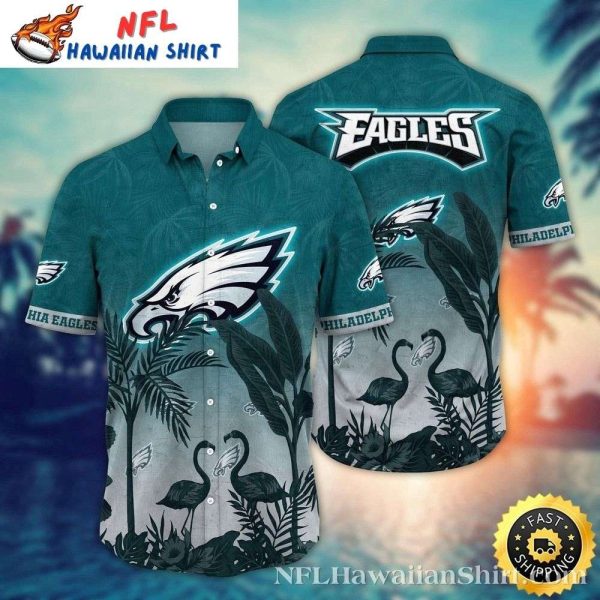 Philadelphia Eagles Serene Flamingo Sunset Aloha Shirt