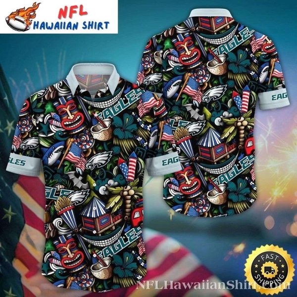 Philadelphia Eagles Tiki Party Vibrant Hawaiian Shirt