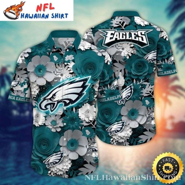 Philadelphia Eagles White Floral Breeze Hawaiian Shirt