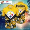 Pittsburgh Steelers Floral Steel Blackout Hawaiian Shirt