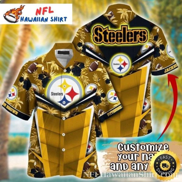 Pittsburgh Steelers Tiki Hut Palm Shadow Hawaiian Shirt