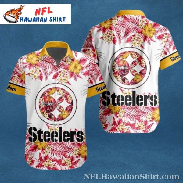 Pittsburgh Steelers Tropicana Pink Flair Aloha Shirt