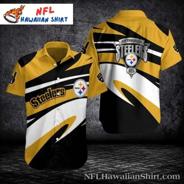 Pittsburgh Steelers Wave Runner Hawaiian Shirt – Swaying Black And Gold Stripes