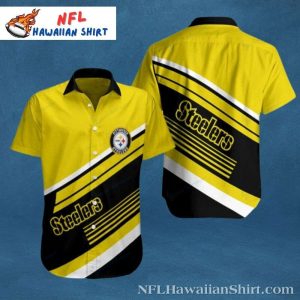 Pittsburgh Steelers Yellow Blitz Diagonal Stripe Hawaiian Shirt