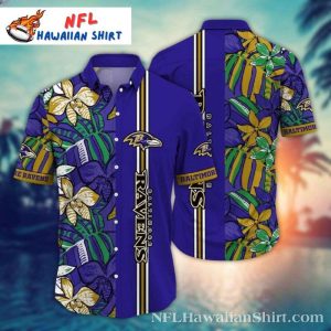 Purple And Gold Tropical Floral Baltimore Ravens Aloha Shirt