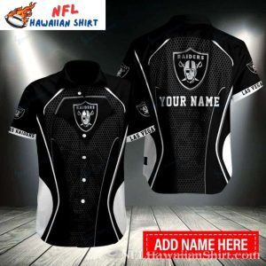 Raiders Black Mesh Custom Name And Number Hawaiian Shirt