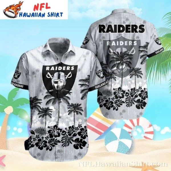 Raiders Logo Print Men Hawaiian Shirt Tropical Hibicus Coconut Tree Edition