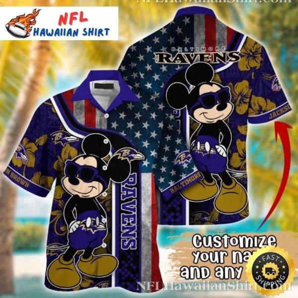 Ravens Patriotic Cheer Hawaiian Shirt – Star-Spangled Fan Fashion