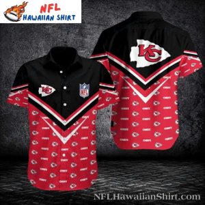 Red And Black Chiefs Huddle – NFL Logo Tropical Aloha Shirt